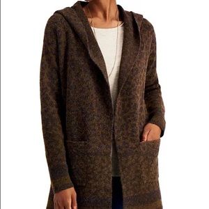 Leopard print hooded cardigan sweater